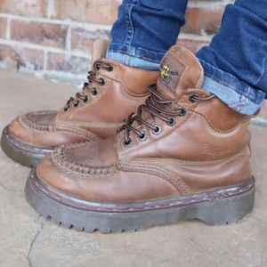 Dr Martens Vintage MIE 90s y2k 8058 Brown Moc Toe Platform Combat Work Boots 7
